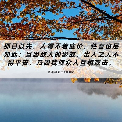 Picture 06 - 撒 迦 利 亚 书 8:10 CUVS - 那 日 以 先 ， 人 得 不 着 雇 价 ， - Bible Verse Picture