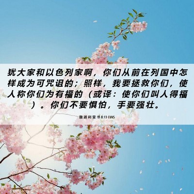 Picture 06 - 撒 迦 利 亚 书 8:13 CUVS - 犹 大 家 和 以 色 列 家 啊 ， 你 们 - Bible Verse Picture