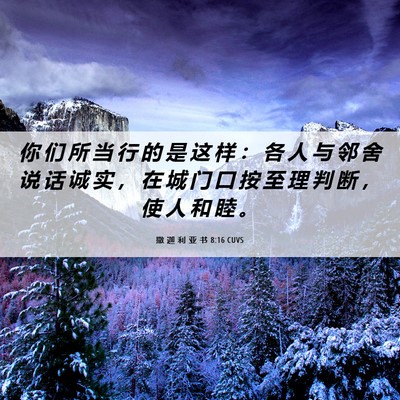 Picture 06 - 撒 迦 利 亚 书 8:16 CUVS - 你 们 所 当 行 的 是 这 样 ： 各 人 - Bible Verse Picture