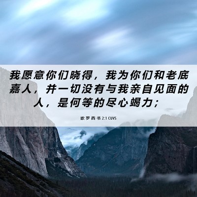 Picture 06 - 歌 罗 西 书 2:1 CUVS - 我 愿 意 你 们 晓 得 ， 我 为 你 们 - Bible Verse Picture