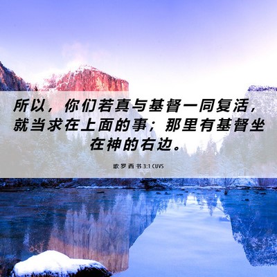 Picture 06 - 歌 罗 西 书 3:1 CUVS - 所 以 ， 你 们 若 真 与 基 督 一 同 - Bible Verse Picture