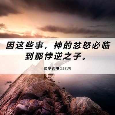 Picture 06 - 歌 罗 西 书 3:6 CUVS - 因 这 些 事 ， 神 的 忿 怒 必 临 到 - Bible Verse Picture