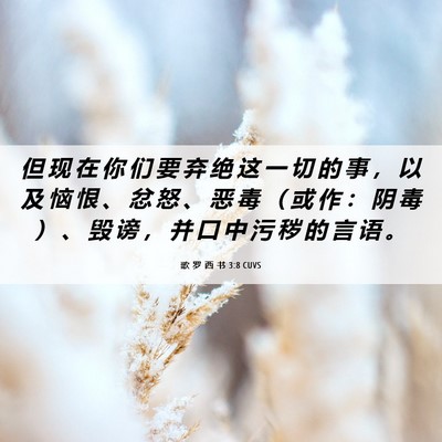 Picture 06 - 歌 罗 西 书 3:8 CUVS - 但 现 在 你 们 要 弃 绝 这 一 切 的 - Bible Verse Picture