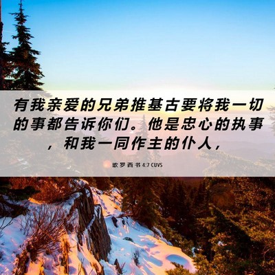 Picture 06 - 歌 罗 西 书 4:7 CUVS - 有 我 亲 爱 的 兄 弟 推 基 古 要 将 - Bible Verse Picture