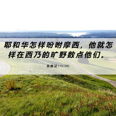 Picture 06 - 民 数 记 1:19 CUVS - 耶 和 华 怎 样 吩 咐 摩 西 ， 他 就 - Bible Verse Picture