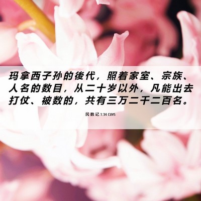 Picture 06 - 民 数 记 1:34 CUVS - 玛 拿 西 子 孙 的 後 代 ， 照 着 家 - Bible Verse Picture