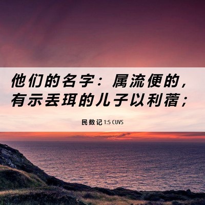 Picture 06 - 民 数 记 1:5 CUVS - 他 们 的 名 字 ： 属 流 便 的 ， 有 - Bible Verse Picture