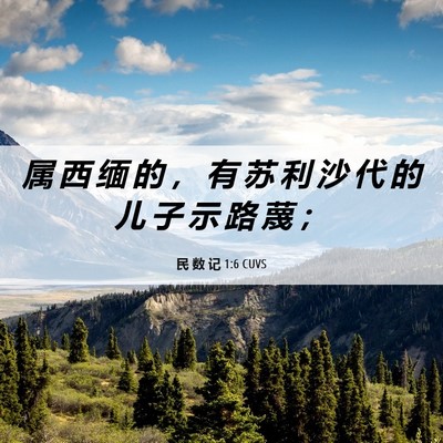 Picture 06 - 民 数 记 1:6 CUVS - 属 西 缅 的 ， 有 苏 利 沙 代 的 儿 - Bible Verse Picture