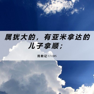Picture 06 - 民 数 记 1:7 CUVS - 属 犹 大 的 ， 有 亚 米 拿 达 的 儿 - Bible Verse Picture