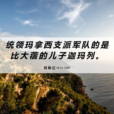 Picture 06 - 民 数 记 10:23 CUVS - 统 领 玛 拿 西 支 派 军 队 的 是 比 - Bible Verse Picture