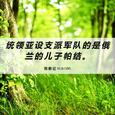 Picture 06 - 民 数 记 10:26 CUVS - 统 领 亚 设 支 派 军 队 的 是 俄 兰 - Bible Verse Picture