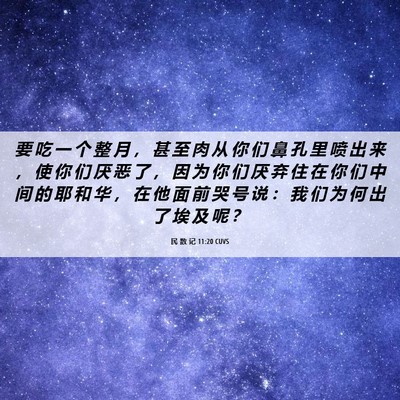 Picture 06 - 民 数 记 11:20 CUVS - 要 吃 一 个 整 月 ， 甚 至 肉 从 你 - Bible Verse Picture