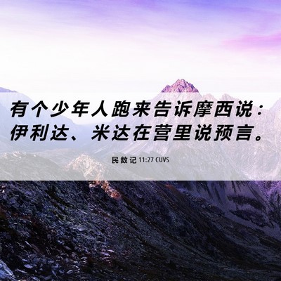 Picture 06 - 民 数 记 11:27 CUVS - 有 个 少 年 人 跑 来 告 诉 摩 西 说 - Bible Verse Picture