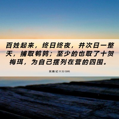 Picture 06 - 民 数 记 11:32 CUVS - 百 姓 起 来 ， 终 日 终 夜 ， 并 次 - Bible Verse Picture