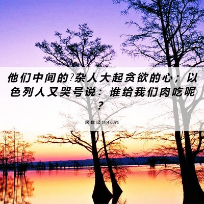 Picture 06 - 民 数 记 11:4 CUVS - 他 们 中 间 的 ? 杂 人 大 起 贪 欲 的 - Bible Verse Picture
