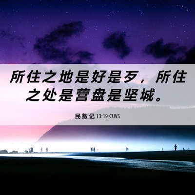 Picture 06 - 民 数 记 13:19 CUVS - 所 住 之 地 是 好 是 歹 ， 所 住 之 - Bible Verse Picture