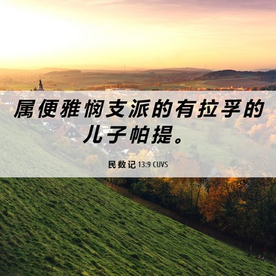 Picture 06 - 民 数 记 13:9 CUVS - 属 便 雅 悯 支 派 的 有 拉 孚 的 儿 - Bible Verse Picture