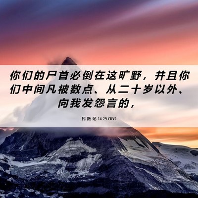 Picture 06 - 民 数 记 14:29 CUVS - 你 们 的 尸 首 必 倒 在 这 旷 野 ， - Bible Verse Picture