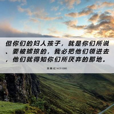 Picture 06 - 民 数 记 14:31 CUVS - 但 你 们 的 妇 人 孩 子 ， 就 是 你 - Bible Verse Picture