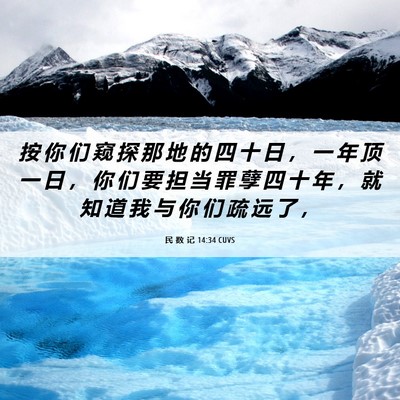 Picture 06 - 民 数 记 14:34 CUVS - 按 你 们 窥 探 那 地 的 四 十 日 ， - Bible Verse Picture