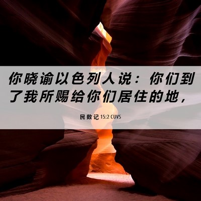 Picture 06 - 民 数 记 15:2 CUVS - 你 晓 谕 以 色 列 人 说 ： 你 们 到 - Bible Verse Picture