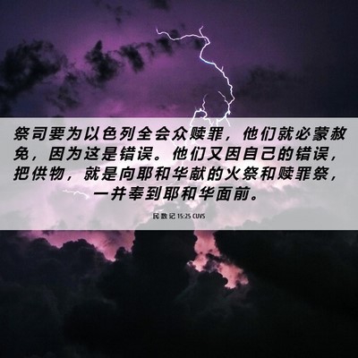 Picture 06 - 民 数 记 15:25 CUVS - 祭 司 要 为 以 色 列 全 会 众 赎 罪 - Bible Verse Picture