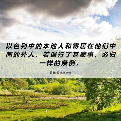Picture 06 - 民 数 记 15:29 CUVS - 以 色 列 中 的 本 地 人 和 寄 居 在 - Bible Verse Picture