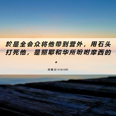 Picture 06 - 民 数 记 15:36 CUVS - 於 是 全 会 众 将 他 带 到 营 外 ， - Bible Verse Picture