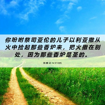 Picture 06 - 民 数 记 16:37 CUVS - 你 吩 咐 祭 司 亚 伦 的 儿 子 以 利 - Bible Verse Picture