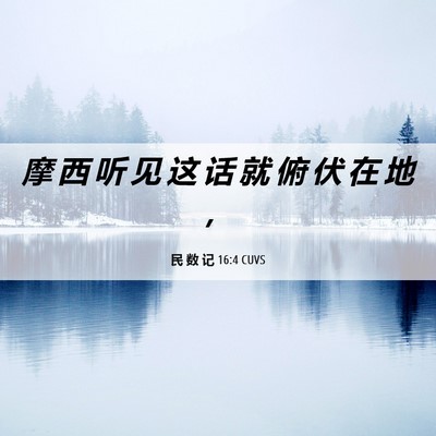 Picture 06 - 民 数 记 16:4 CUVS - 摩 西 听 见 这 话 就 俯 伏 在 地 - Bible Verse Picture