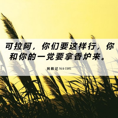 Picture 06 - 民 数 记 16:6 CUVS - 可 拉 阿 ， 你 们 要 这 样 行 ， 你 - Bible Verse Picture