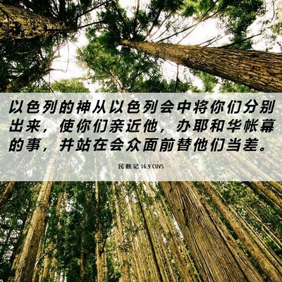 Picture 06 - 民 数 记 16:9 CUVS - 以 色 列 的 神 从 以 色 列 会 中 将 - Bible Verse Picture