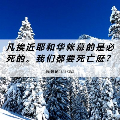 Picture 06 - 民 数 记 17:13 CUVS - 凡 挨 近 耶 和 华 帐 幕 的 是 必 死 - Bible Verse Picture