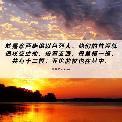 Picture 06 - 民 数 记 17:6 CUVS - 於 是 摩 西 晓 谕 以 色 列 人 ， 他 - Bible Verse Picture