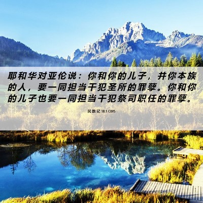 Picture 06 - 民 数 记 18:1 CUVS - 耶 和 华 对 亚 伦 说 ： 你 和 你 的 - Bible Verse Picture