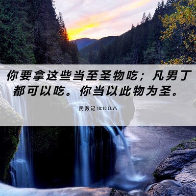 Picture 06 - 民 数 记 18:10 CUVS - 你 要 拿 这 些 当 至 圣 物 吃 ； 凡 - Bible Verse Picture