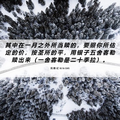 Picture 06 - 民 数 记 18:16 CUVS - 其 中 在 一 月 之 外 所 当 赎 的 ， - Bible Verse Picture