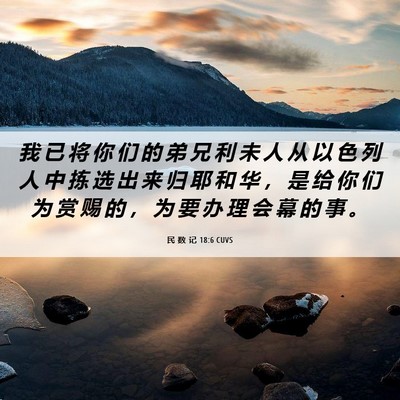 Picture 06 - 民 数 记 18:6 CUVS - 我 已 将 你 们 的 弟 兄 利 未 人 从 - Bible Verse Picture