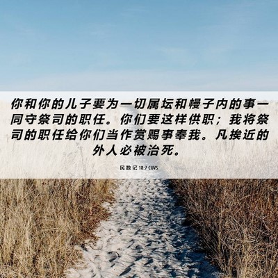 Picture 06 - 民 数 记 18:7 CUVS - 你 和 你 的 儿 子 要 为 一 切 属 坛 - Bible Verse Picture