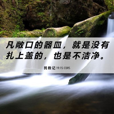 Picture 06 - 民 数 记 19:15 CUVS - 凡 敞 口 的 器 皿 ， 就 是 没 有 扎 - Bible Verse Picture