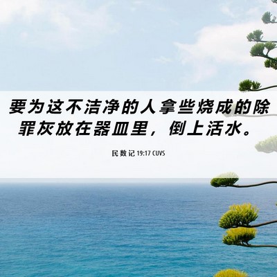 Picture 06 - 民 数 记 19:17 CUVS - 要 为 这 不 洁 净 的 人 拿 些 烧 成 - Bible Verse Picture