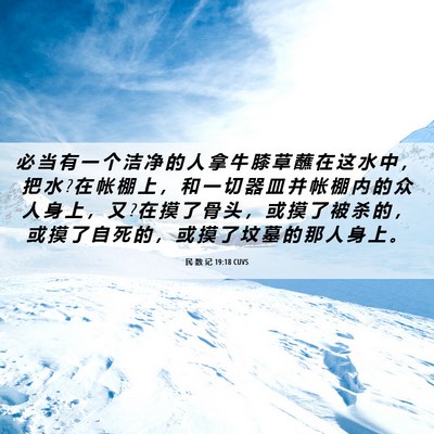 Picture 06 - 民 数 记 19:18 CUVS - 必 当 有 一 个 洁 净 的 人 拿 牛 膝 - Bible Verse Picture