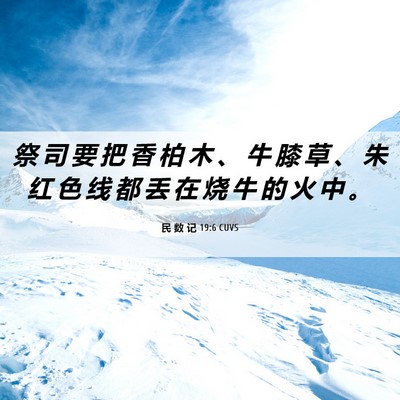 Picture 06 - 民 数 记 19:6 CUVS - 祭 司 要 把 香 柏 木 、 牛 膝 草 、 - Bible Verse Picture