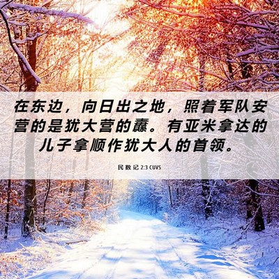 Picture 06 - 民 数 记 2:3 CUVS - 在 东 边 ， 向 日 出 之 地 ， 照 着 - Bible Verse Picture