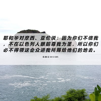 Picture 06 - 民 数 记 20:12 CUVS - 耶 和 华 对 摩 西 、 亚 伦 说 ： 因 - Bible Verse Picture