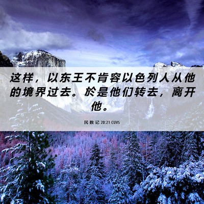 Picture 06 - 民 数 记 20:21 CUVS - 这 样 ， 以 东 王 不 肯 容 以 色 列 - Bible Verse Picture