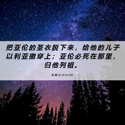 Picture 06 - 民 数 记 20:26 CUVS - 把 亚 伦 的 圣 衣 脱 下 来 ， 给 他 - Bible Verse Picture