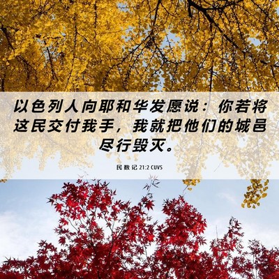 Picture 06 - 民 数 记 21:2 CUVS - 以 色 列 人 向 耶 和 华 发 愿 说 ： - Bible Verse Picture