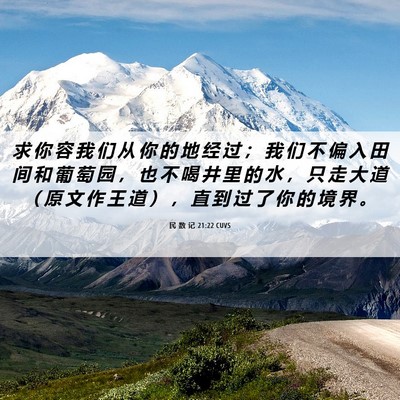 Picture 06 - 民 数 记 21:22 CUVS - 求 你 容 我 们 从 你 的 地 经 过 ； - Bible Verse Picture