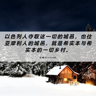 Picture 06 - 民 数 记 21:25 CUVS - 以 色 列 人 夺 取 这 一 切 的 城 邑 - Bible Verse Picture